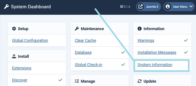 system info menu